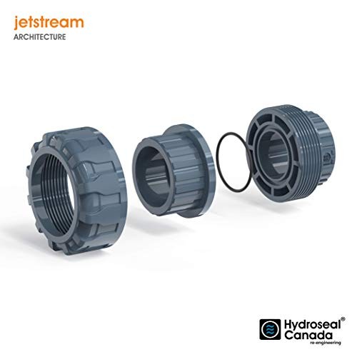 PVC Pipe Fitting, 2″ Union JETSTREAM, Schedule 80, Grey, EPDM O-Ring, 2 Inch