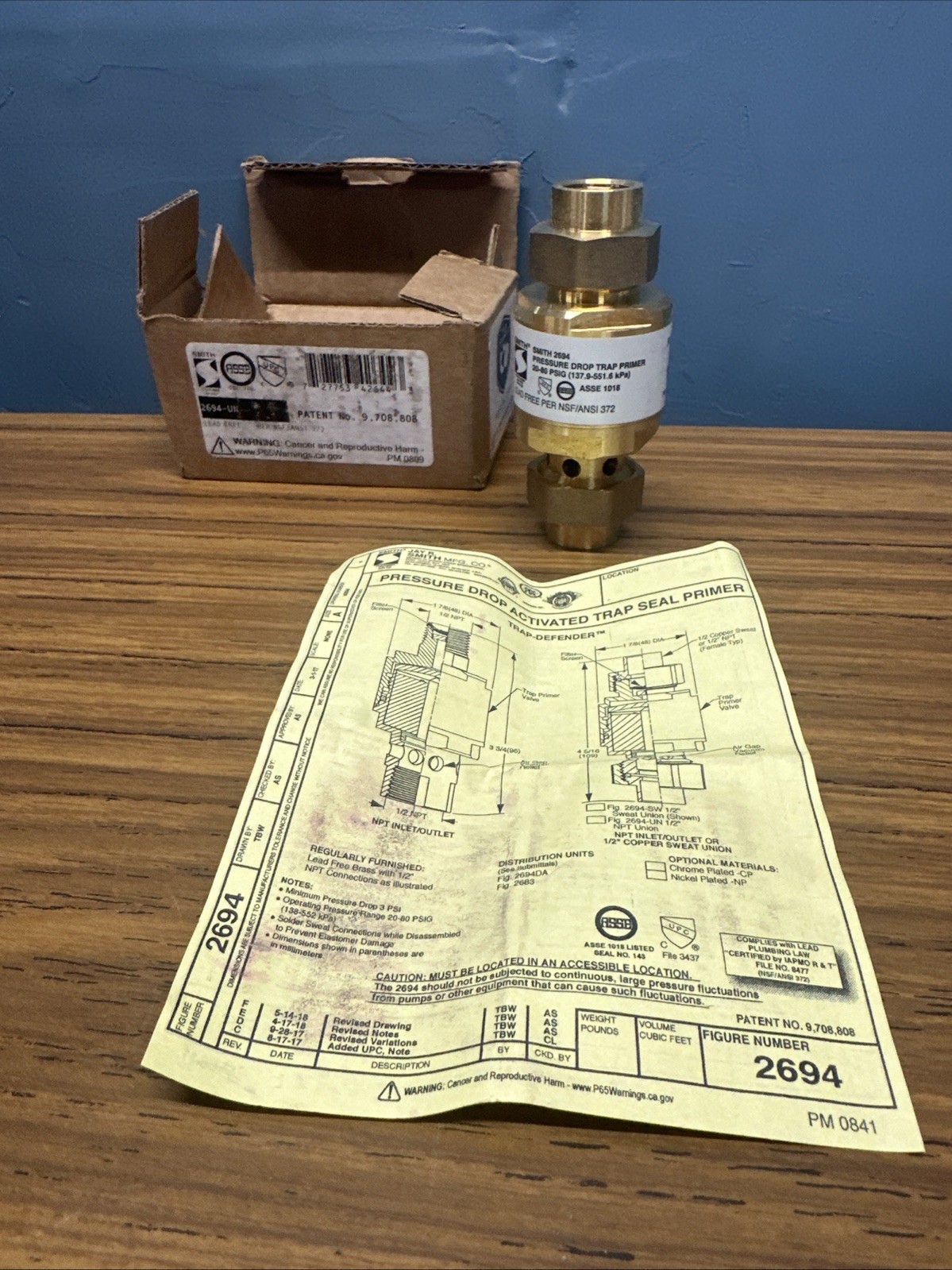 JAY R SMITH MFG 2694 Trap Primer 1/2″ Lead-Free Brass 3 PSI NPT Connection NEW