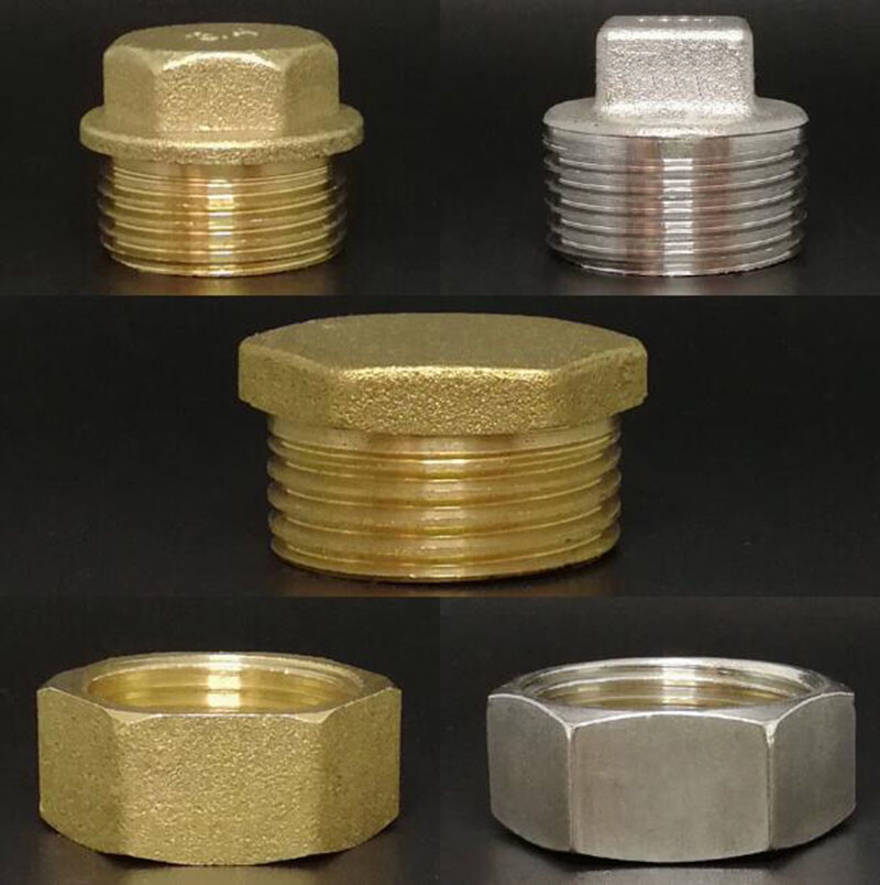 Brass+Stainless Steel Female Male Hexagon Nuts Socket Plug 1/2″ 3/4″ 1-1/2 1-1/4