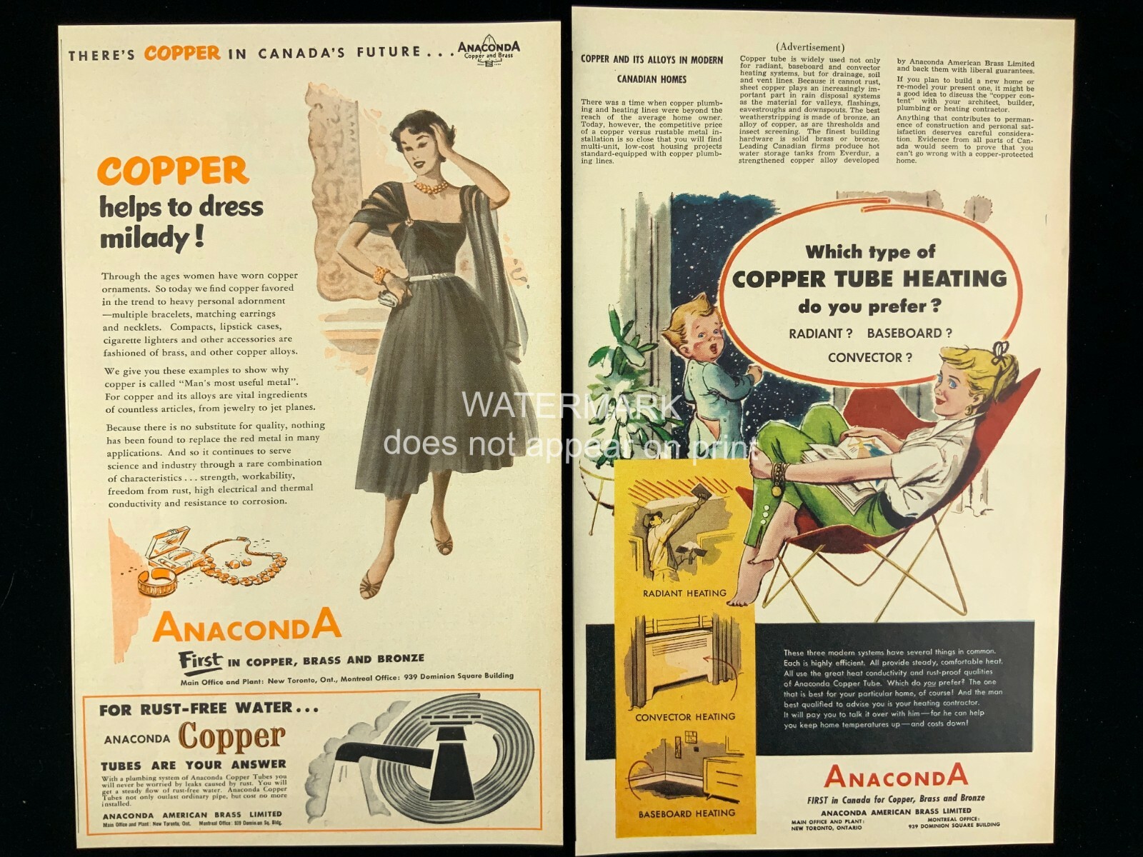1955 MCM Copper Pipes Anaconda Home Improvement Print Advertising 664A