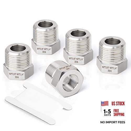 PCS Forging of 304 Stainless Steel Reducer Hex Bushing, 3/8″ MNPT x 1/4″ FNPT 5