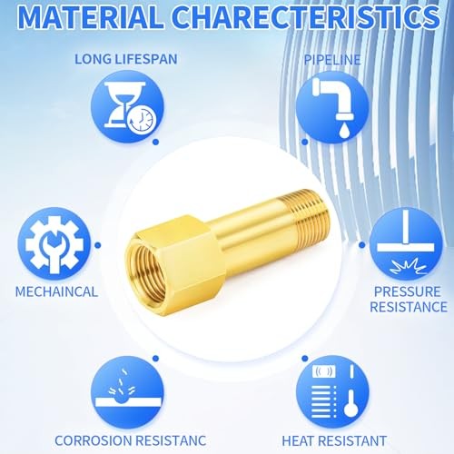 Brass Pipe Fitting, Long Nipple Pipe 1/8″ MNPT x 1/8″ FNPT 2″ Length(50MM)