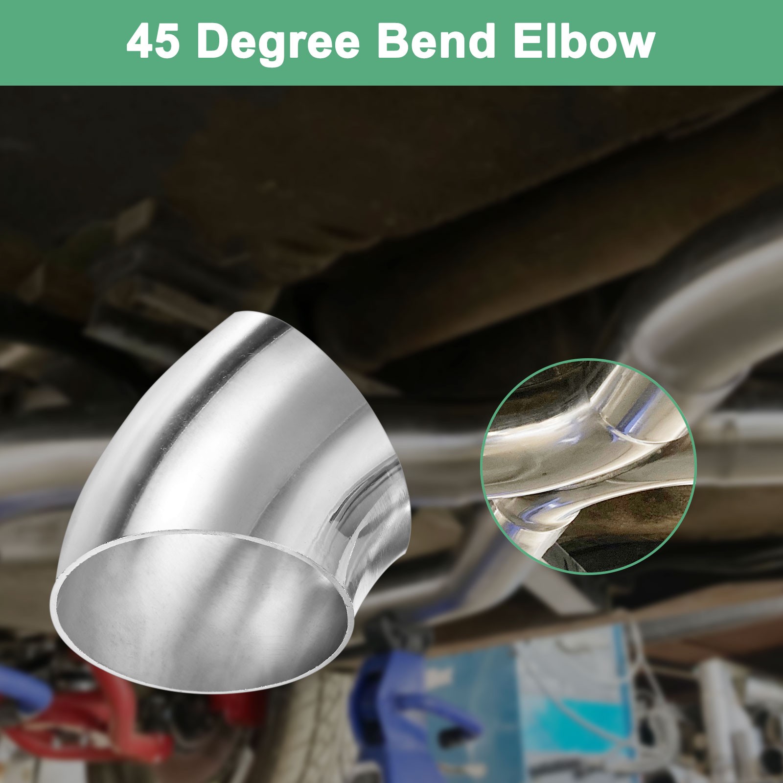2-Pack OD 2 Inch 45 Degree Mandrel Bend Elbow, Thicken 1.5 mm Height 61 mm