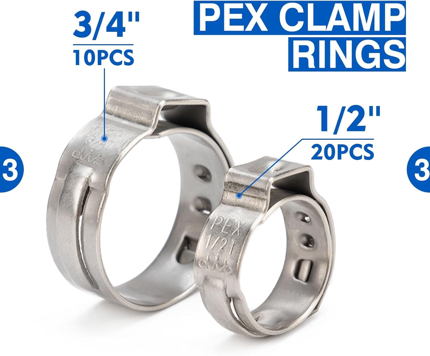 PEX Clamp Tool Kit w/ Rings & Tubing Cutter for 3/8–1″ PEX Cinch & Removal Tool