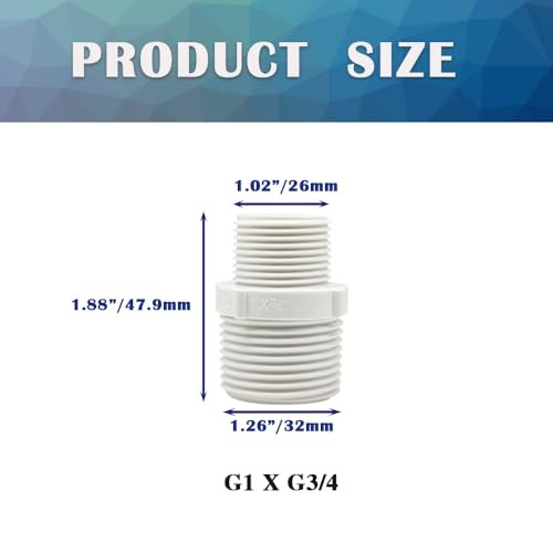 9PCS 1″ to 3/4″ PVC Pipe Fitting Hex Nipple G1 Male X G3/4 Male G1xG3/4