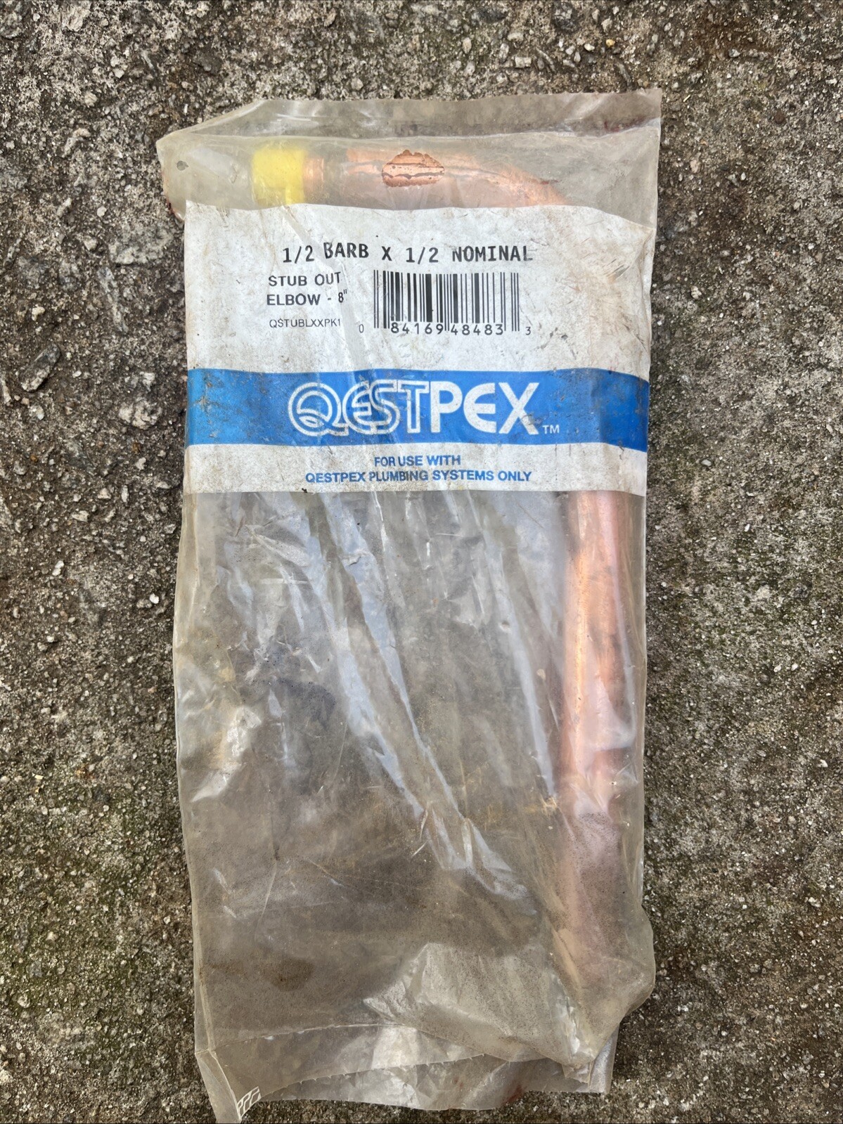 QESTPEX QSTUBLXXPK1 STUB OUT ELBOW 90°, 8″ LONG, 1/2″ BARB X 1/2″ Nominal