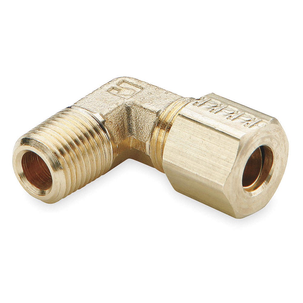 PARKER 169C-8-4 Elbow, 90,Brass,CompxM,1/2Inx1/4In,PK10 1VDH6