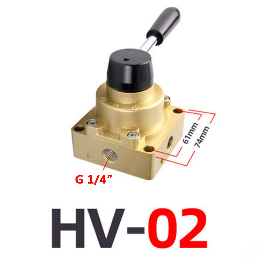 1/4 3/8 1/2 BSP 4 Way Pneumatic Rotary Lever Hand Flow Control Valve HV-02/03/04