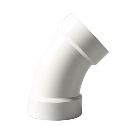 DWV 45 Degree PVC Pipe Elbow -pc, White 3 Inch 1