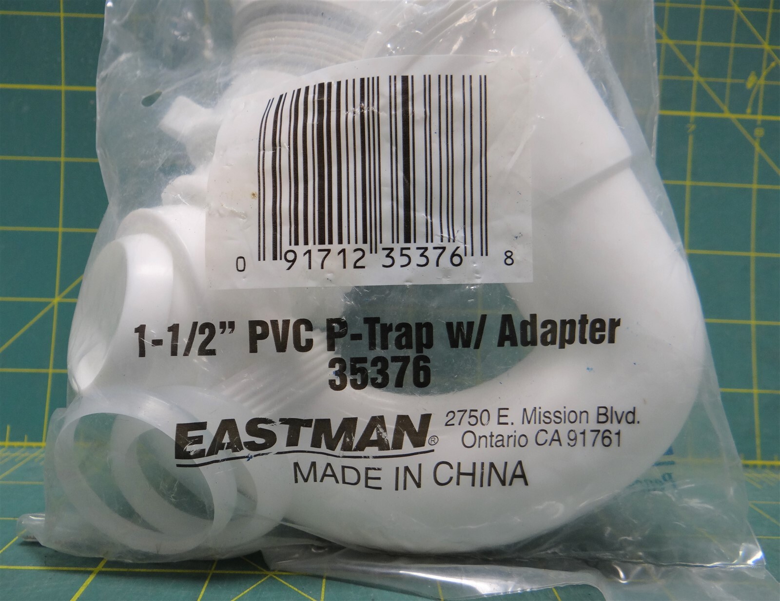 Eastman 35376 PVC P-Trap w/Adapter 1-½” w/ 1-½” & 1-½” to 1-¼” Reducing Washer