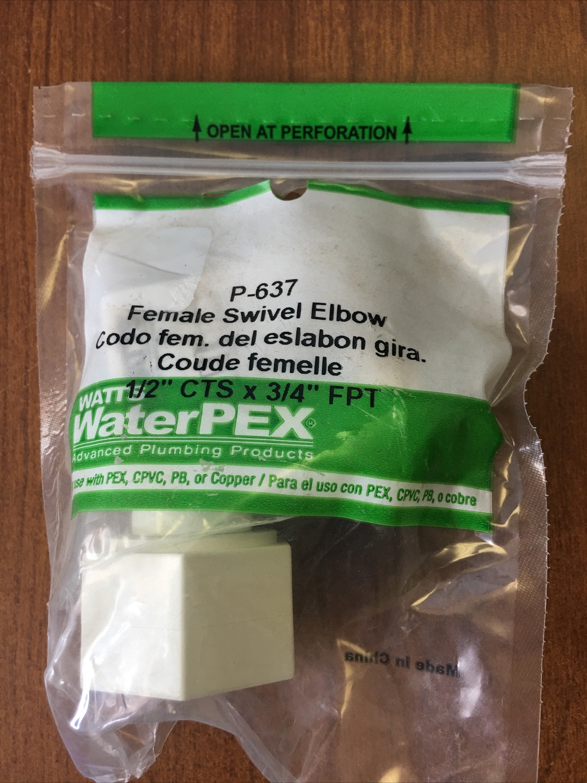 Watts P-637 Quick Connect Swivel Elbow, 1/2″ x 3/4″—-LOT OF 2