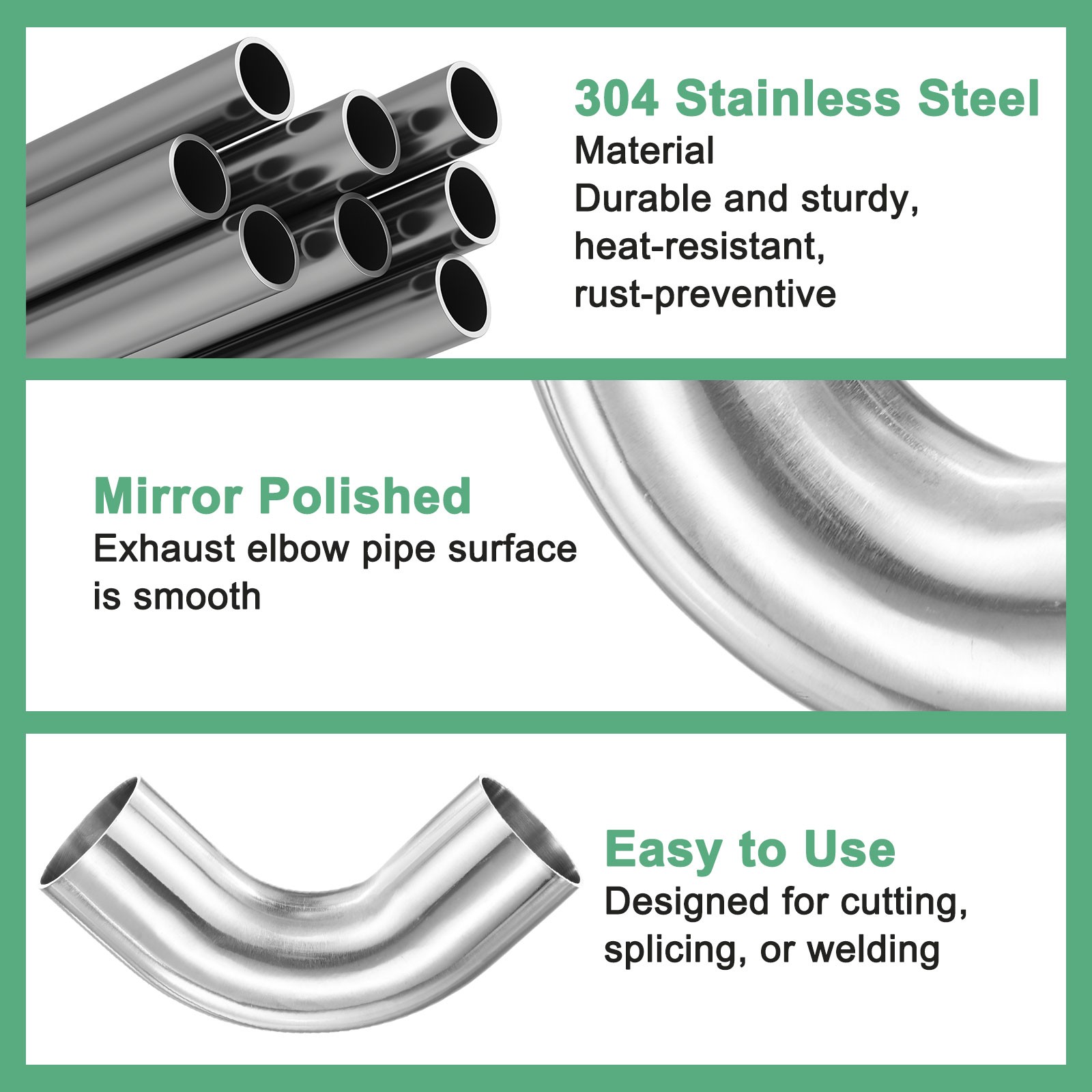 2-Pack OD 1.5 Inch 90 Degree Mandrel Bend Elbow, Thicken 1.5 mm Height 90 mm