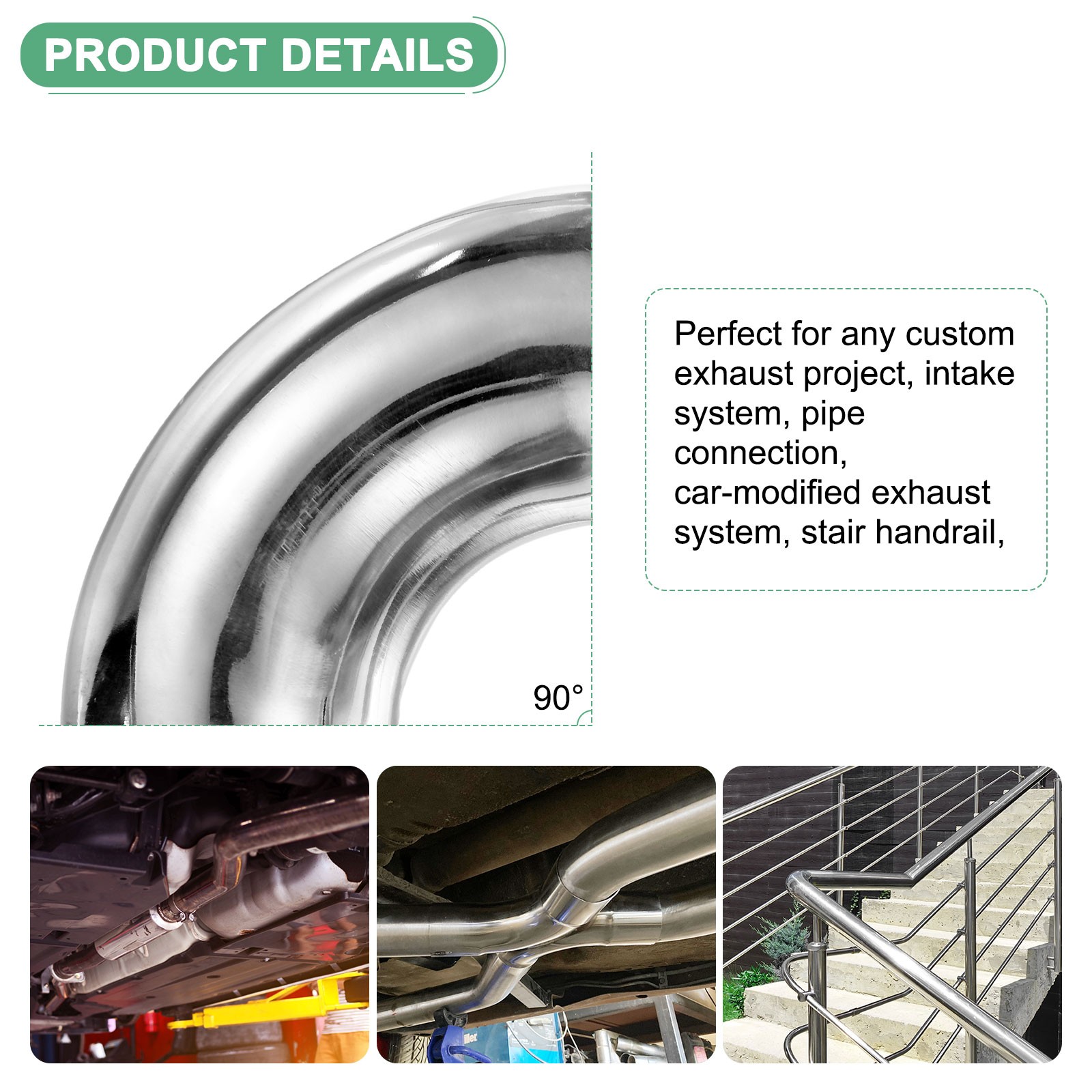 OD 1.7 Inch 90 Degree Mandrel Bend Elbow, Thicken 1.5 mm Height 69 mm