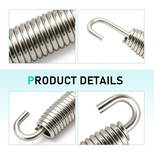 2 PCS Motorcycle Exhaust Springs, Stainless Steel Exhaust Pipe Spring Silver