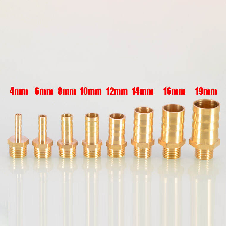 BSP Brass 1/8″ 1/4″ 3/8″ Male Thread Pipe Fitting x Barb Hose Tail End Connector