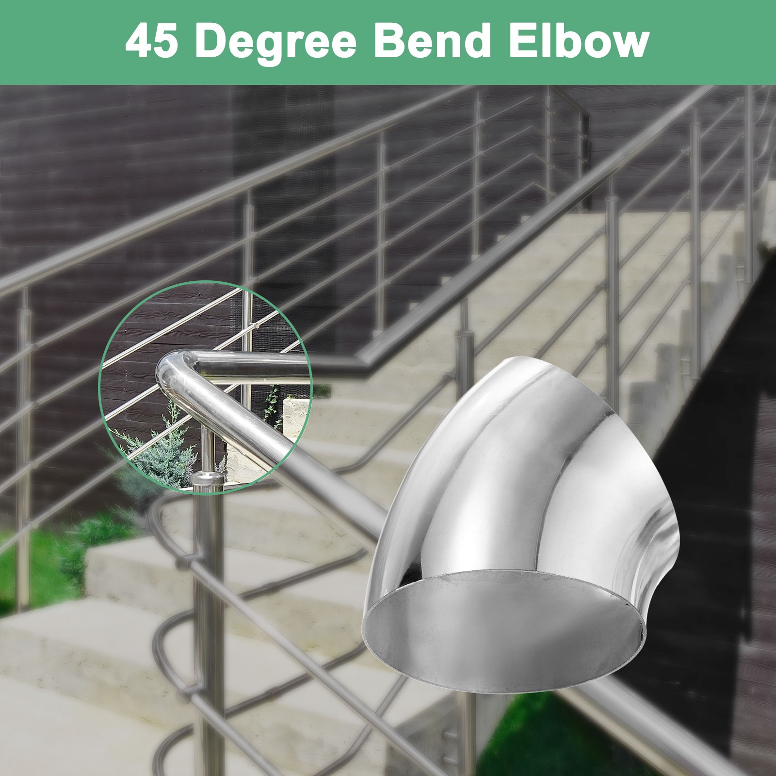 2-Pack OD 4 Inch 45 Degree Mandrel Bend Elbow, Thicken 1.5 mm Height 106 mm