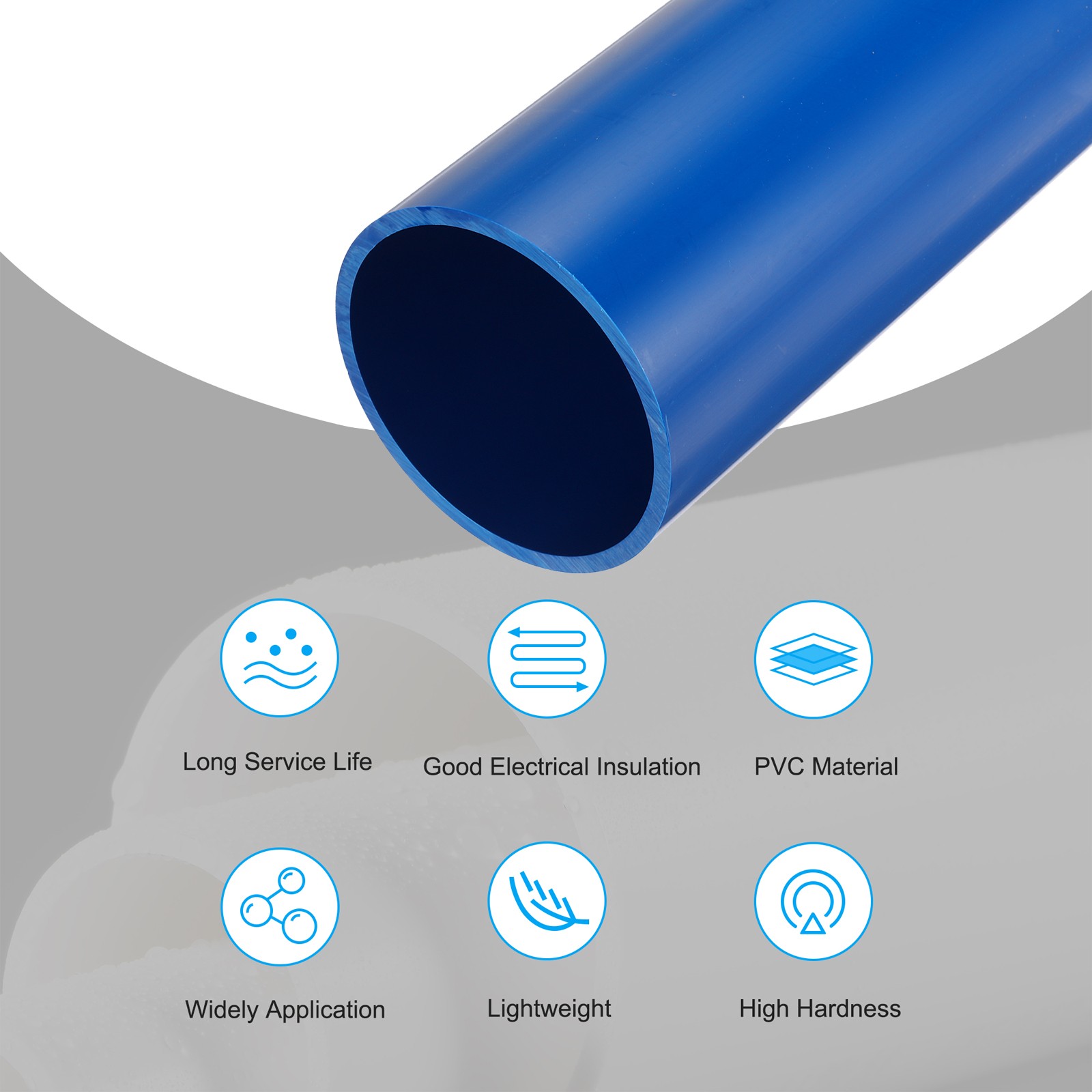 PVC Rigid Round Pipe 101.6mm ID 110mm OD 500mm Blue High Impact for Water Pipe
