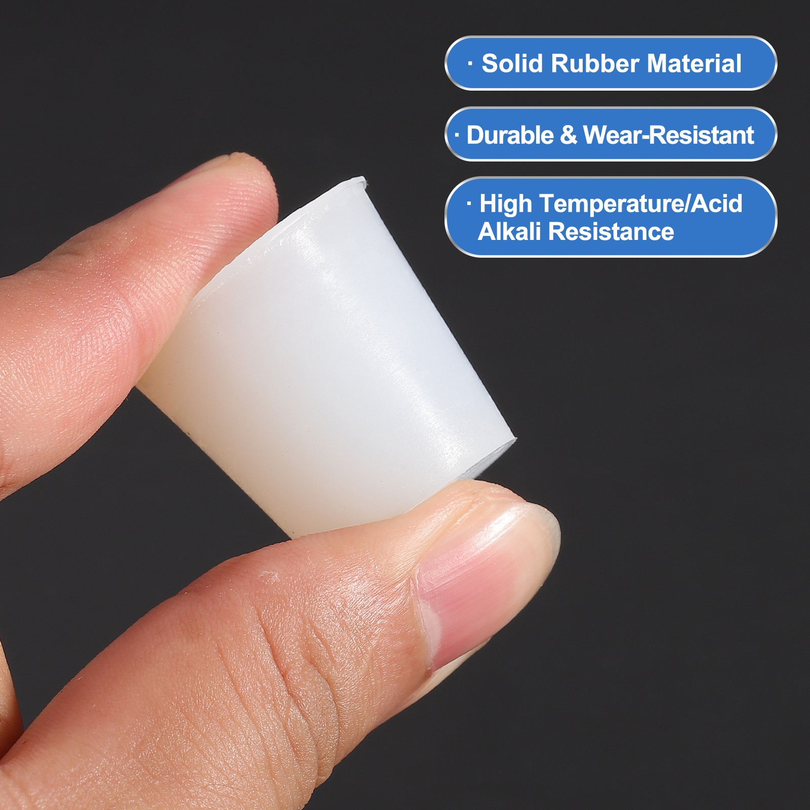 Tapered Shaped Solid Silicon Stopper, 1″ Tube Rubber Stoppers, 8 Pcs