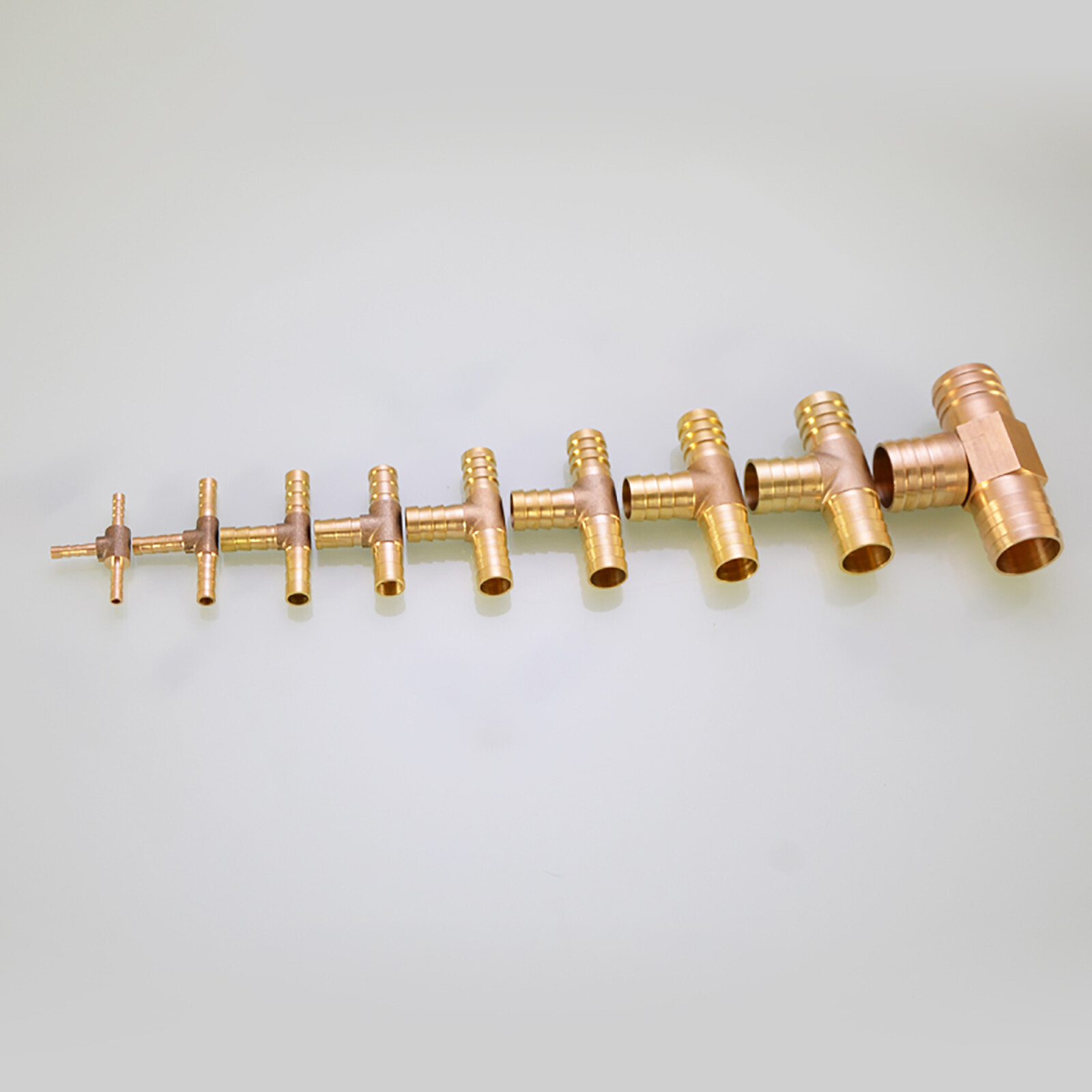 4~25mm Brass Tee Barbed T Piece Hose Joiner 3 Way Connector Air Fuel Water Pipe