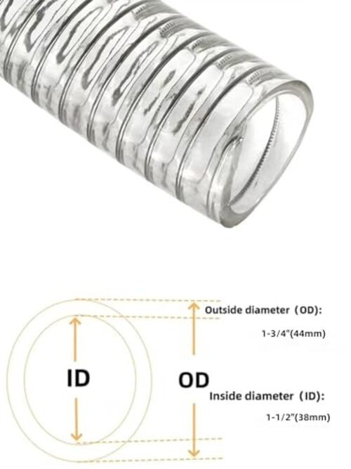 Wire Reinforced Hose 1-1/2″ID(1.5″)×1 1-1/2″ID(38×44mm) × 1-3/4”OD 16.4FT