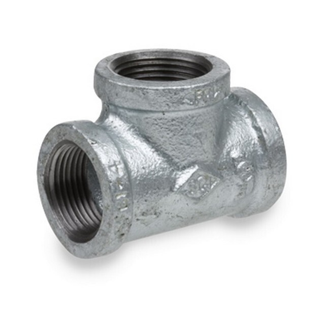 Various Sizes of Galvanized Tee Fitting NPT Threaded Malleable Iron Class 150