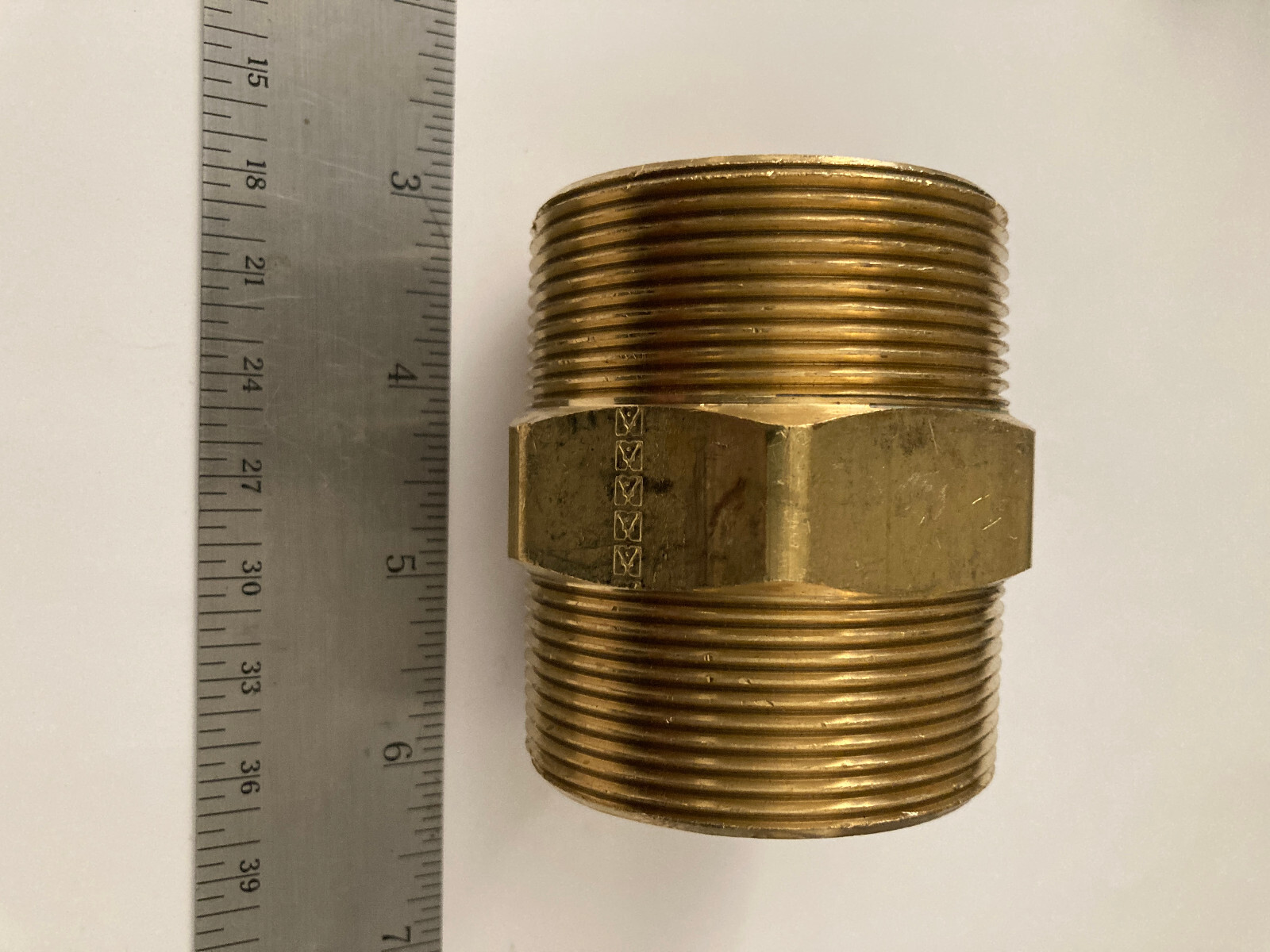 2″ NPT Brass Hex Nipple by 2 3/4 inches long Pipe