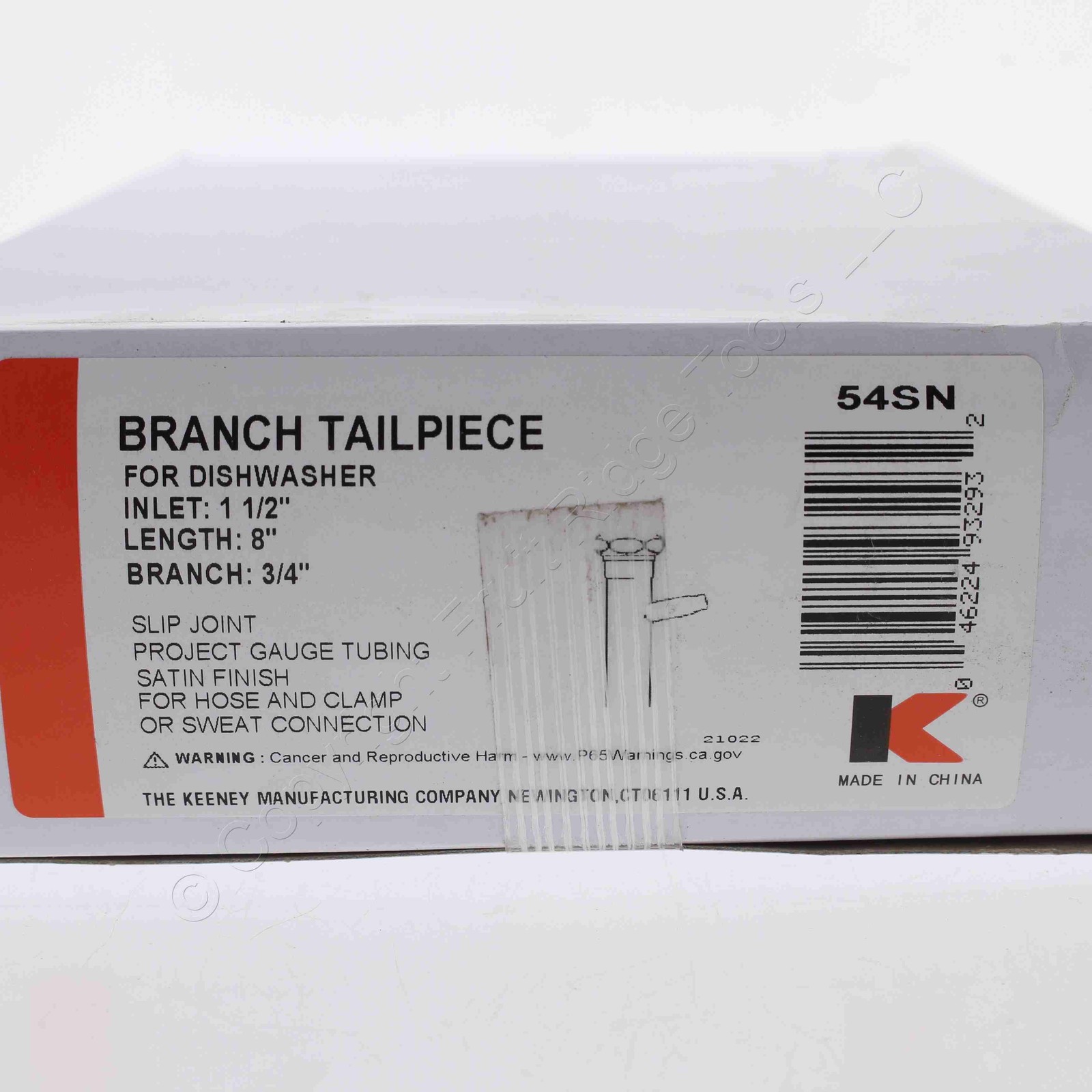 Keeney 54SN 3/4″ Branch Tailpiece 8″ for Dishwasher 1.5″ Inlet Slip Joint