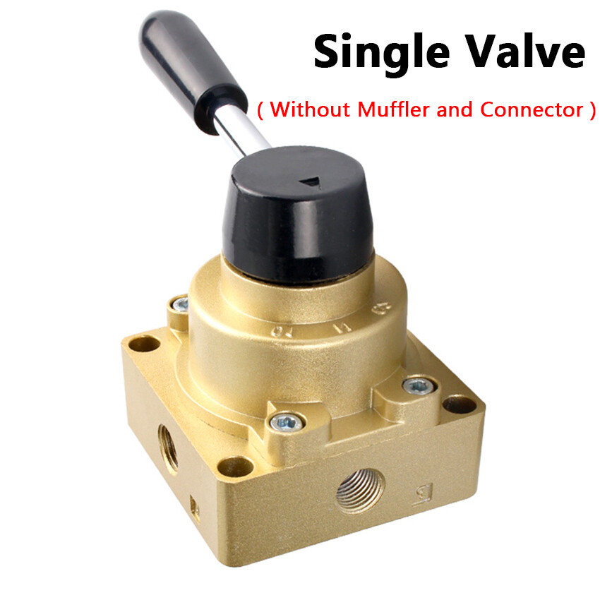 1/4 3/8 1/2 BSP 4 Way Pneumatic Rotary Lever Hand Flow Control Valve HV-02/03/04