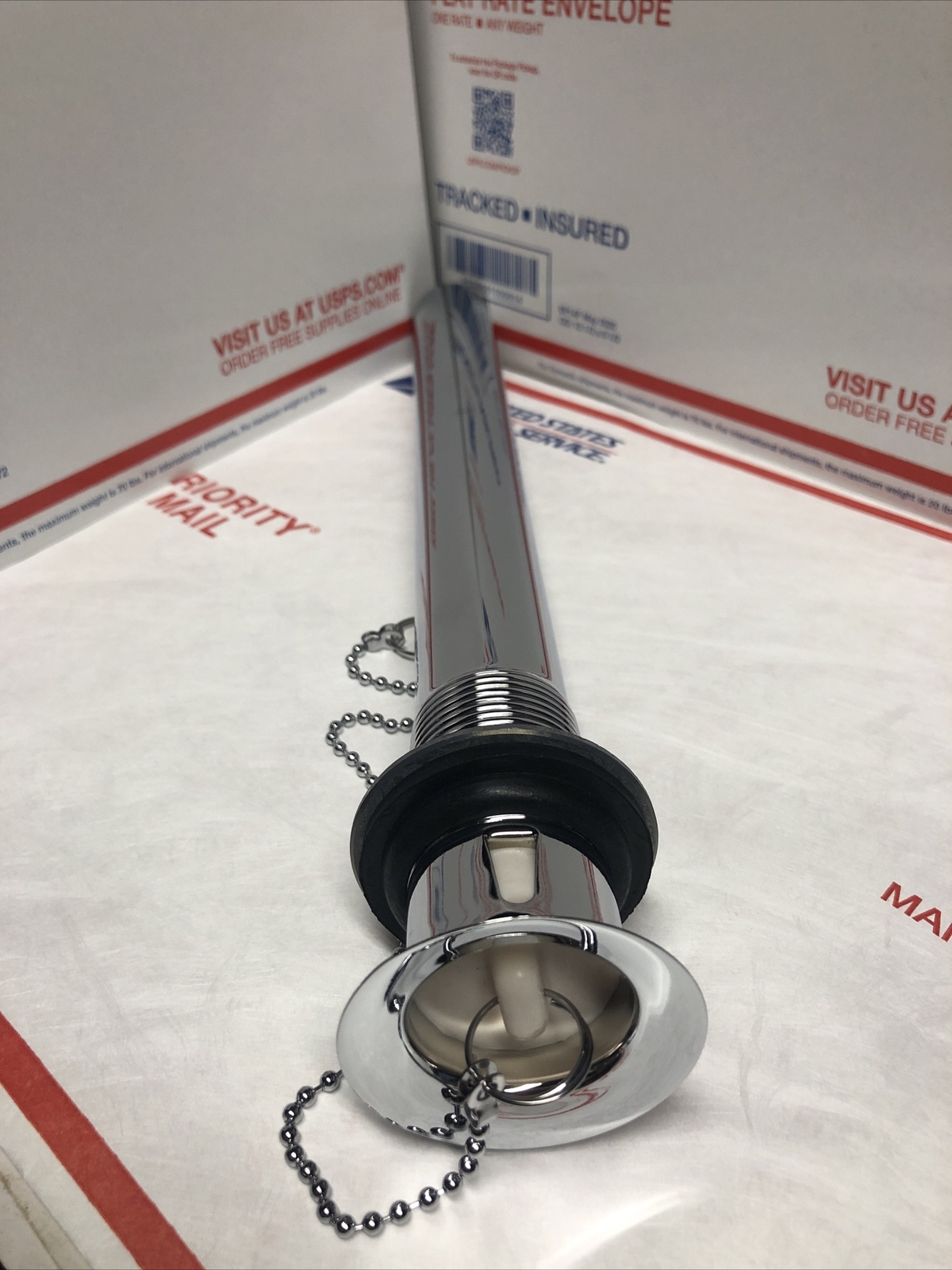 13″ Chrome plated Brass Drain assembly Complete with Plug and Chain