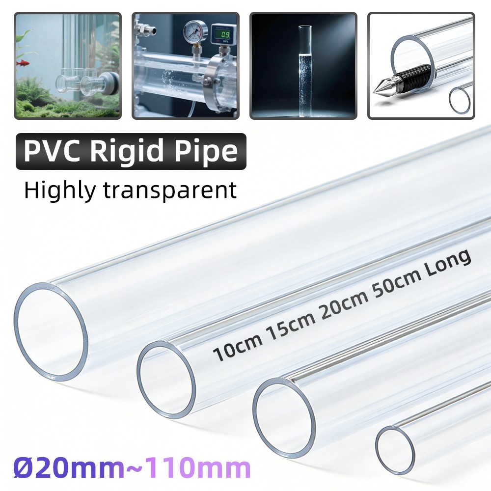 20-110mm Clear PVC Pipe Round Tube Highly Transparent Tubing 10cm 15cm 20cm 50cm