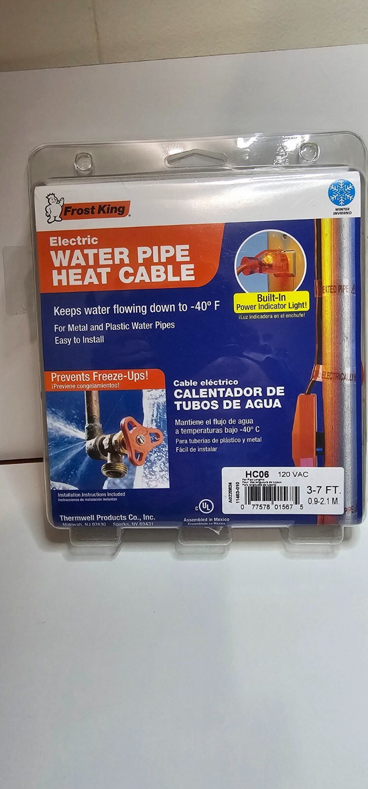 Thermwell Frost King HC12 Freeze Protect 12′ Electric Water Pipe Heat Tape Cable