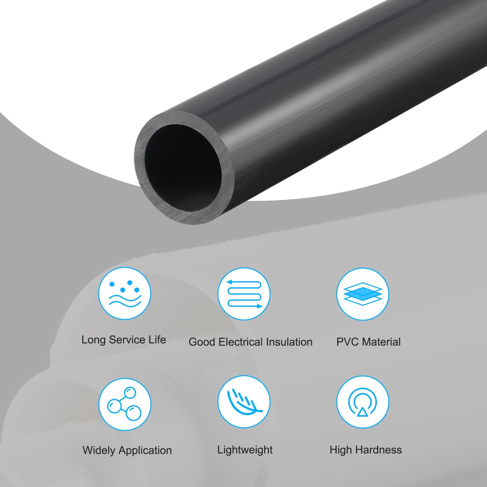 PVC Rigid Round Tube 15.5mm ID 20mm OD 500mm Black High Impact