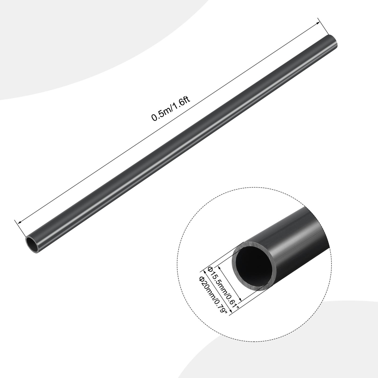 PVC Rigid Round Tube 15.5mm ID 20mm OD 500mm Black High Impact
