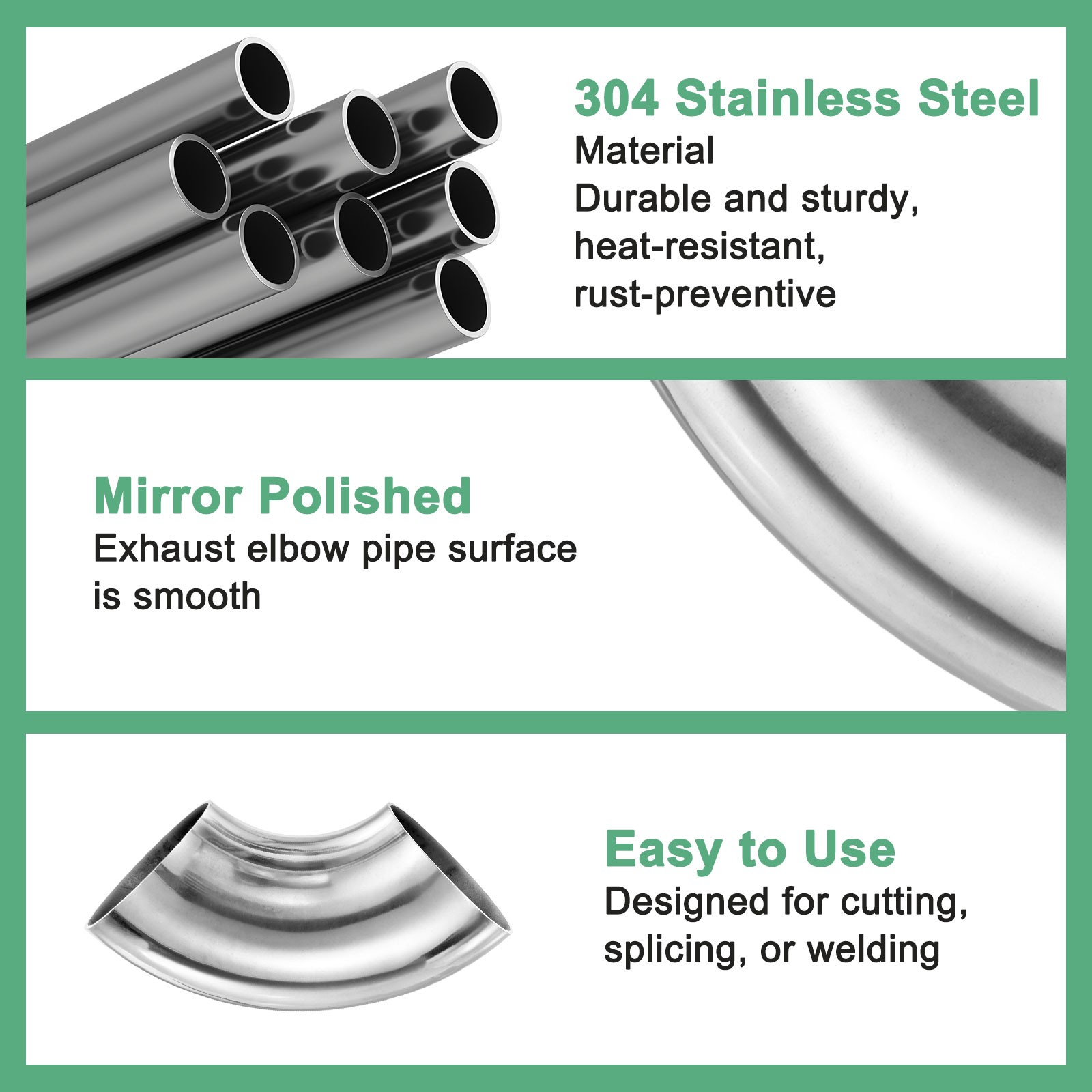 2-Pack OD 2.2 Inch 90 Degree Mandrel Bend Elbow, Thicken 1.5 mm Height 95 mm