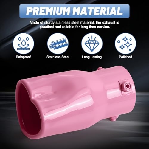 Heart Exhaust Tip 2.4″ ID/ 2.5″ OD, Adjustable Stainless Single Pipe- Pink