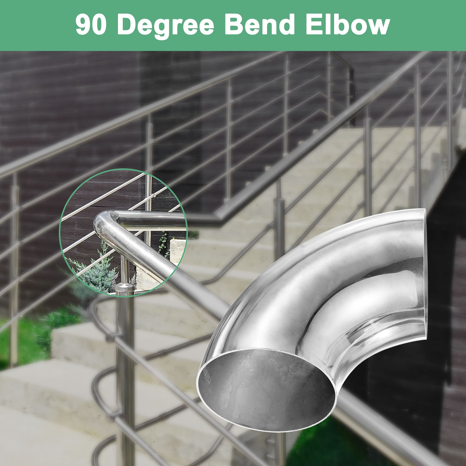 2-Pack OD 3.5 Inch 90 Degree Mandrel Bend Elbow, Thicken 1.5 mm Height 143 mm