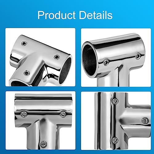 Heavy Duty Boat Handrail Fitting, 3-Way 90 Degree Tee Hardware, 316 1 inch