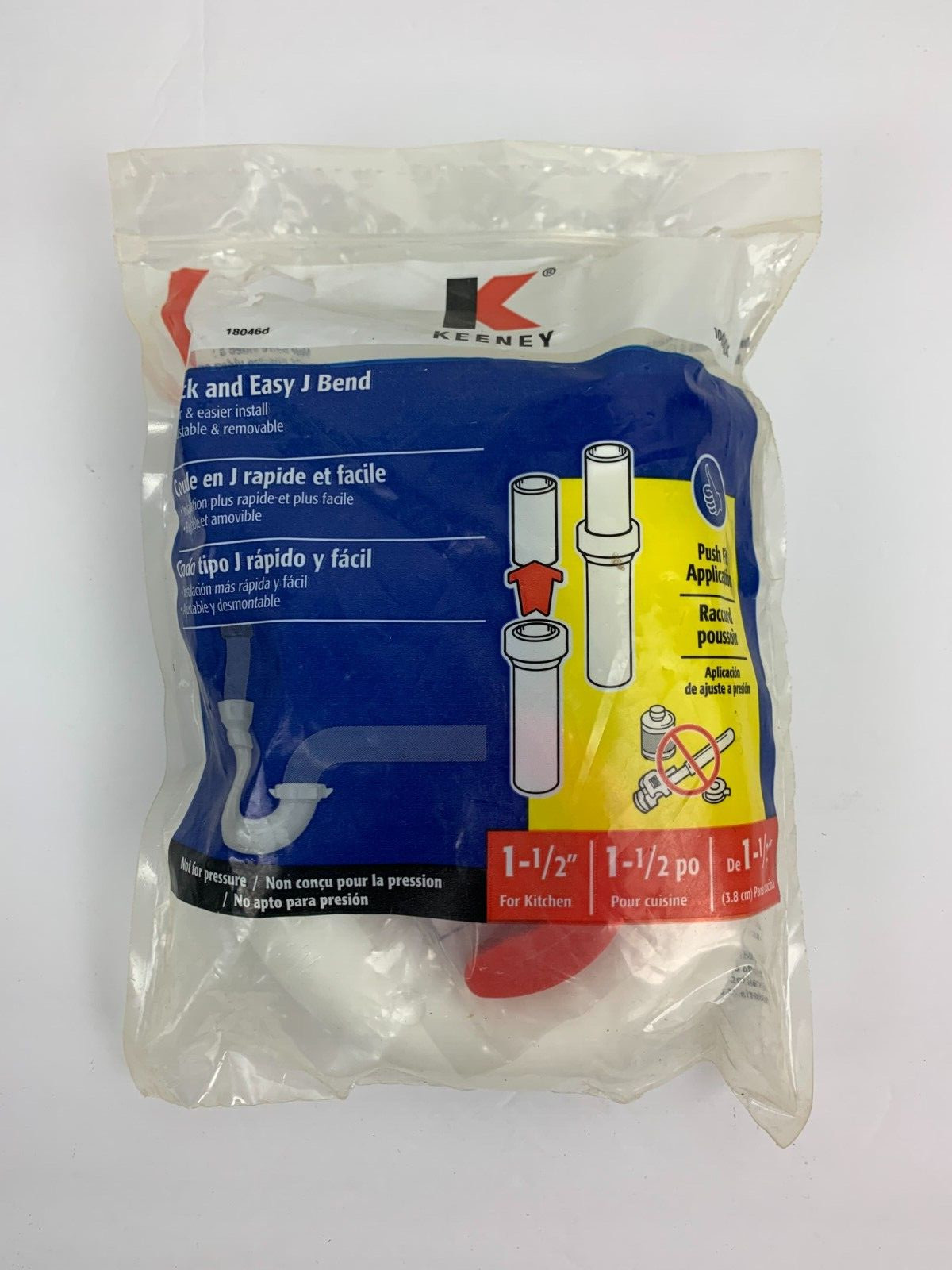 Keeney Kitchen J Bend Plumbing Pipe Quick Easy 10400QLK Push Fit 1 1/2″ NEW