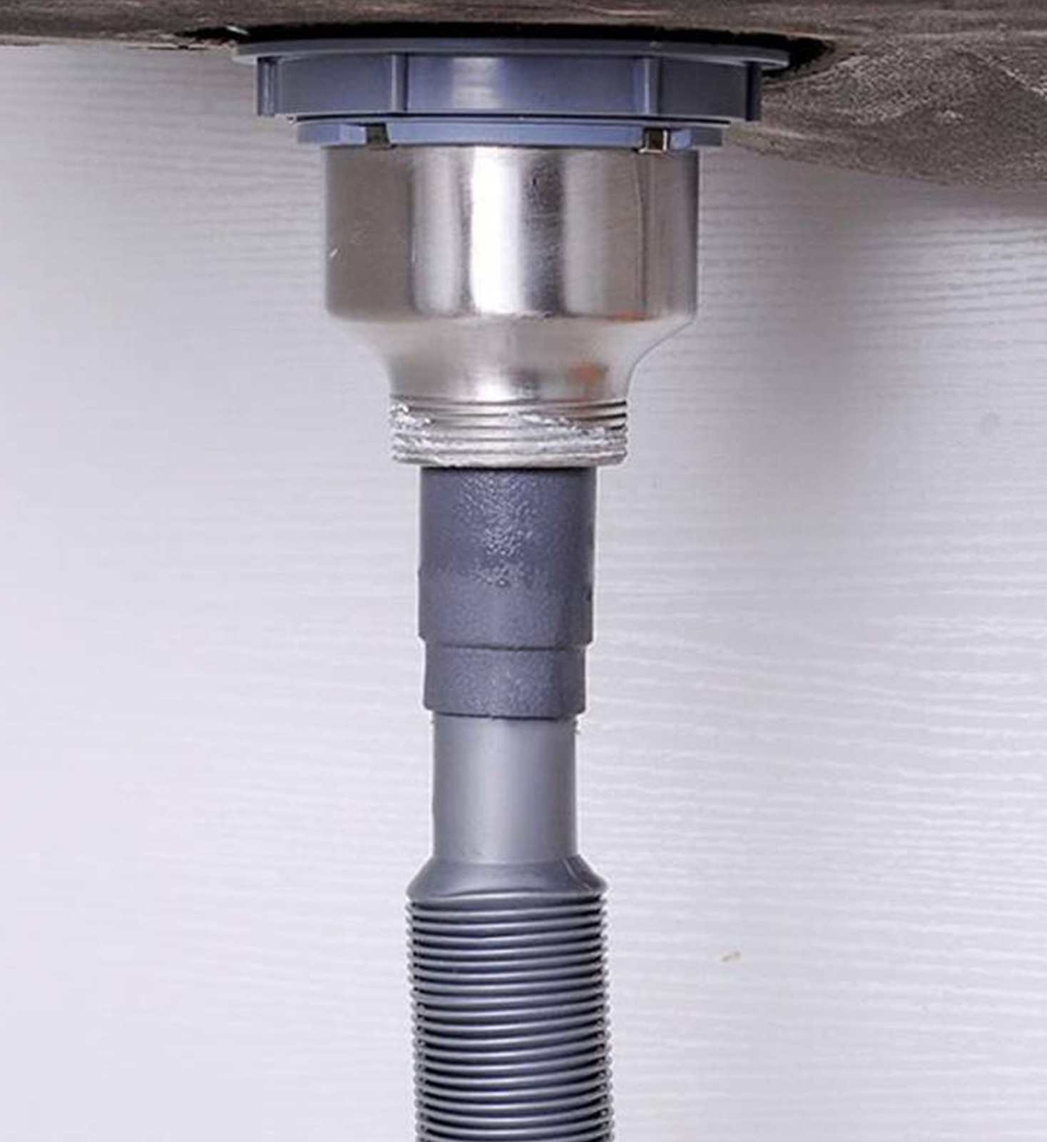 fLeXiBLe 12″ to 18″ Tube Pipe Sink Drain Water S-Trap Drain Hose Bathroom Grey