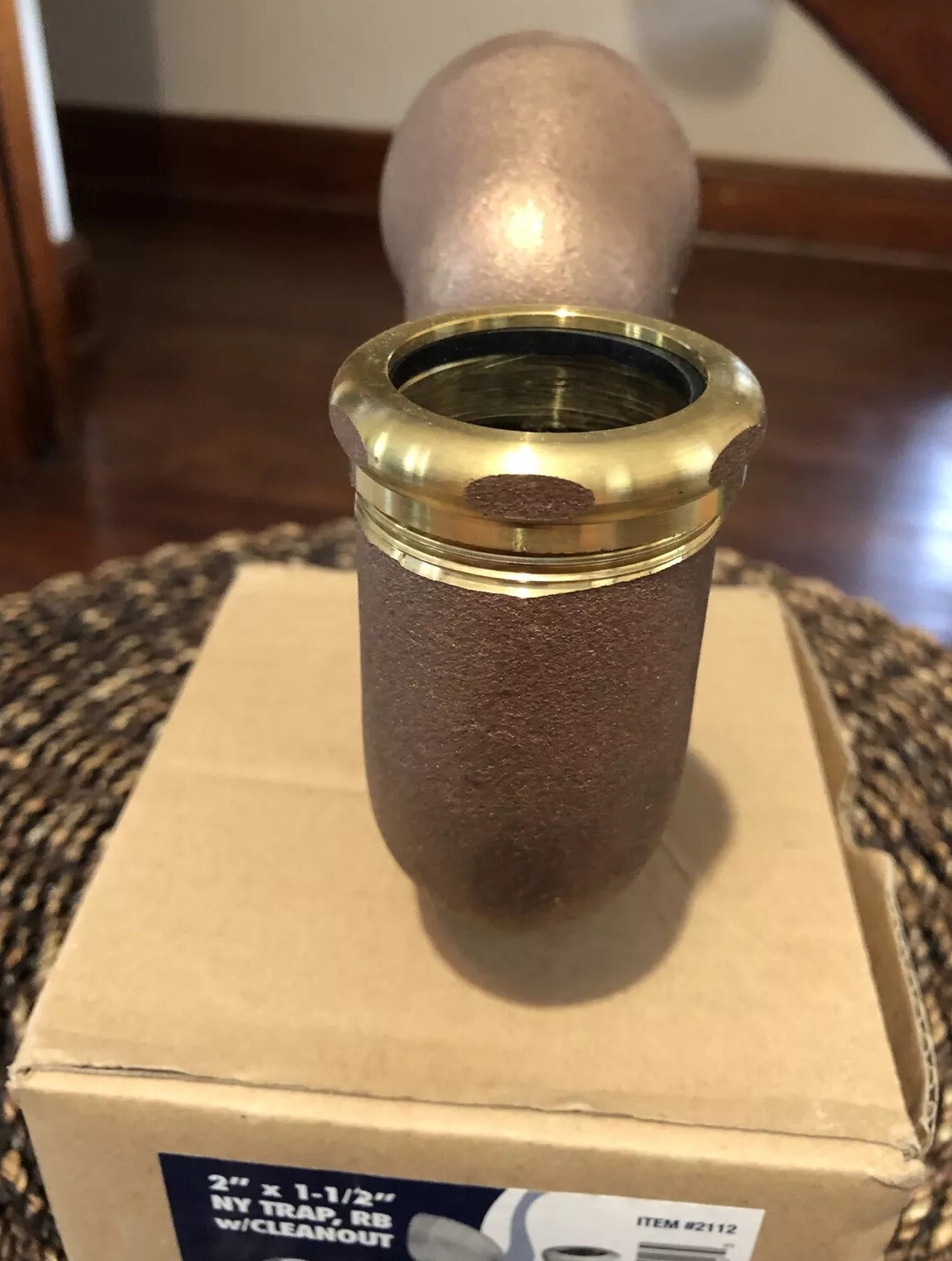 EVERFLOW Supplies 2” x 1-1/2” NY Trap, RB with Cleanout Item 2112 Rough Brass