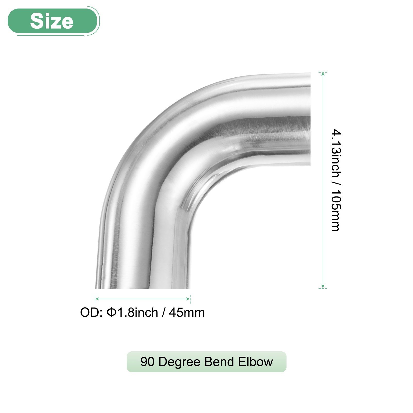 2-Pack OD 1.8 Inch 90 Degree Mandrel Bend Elbow, Thicken 1.5 mm Height 105 mm