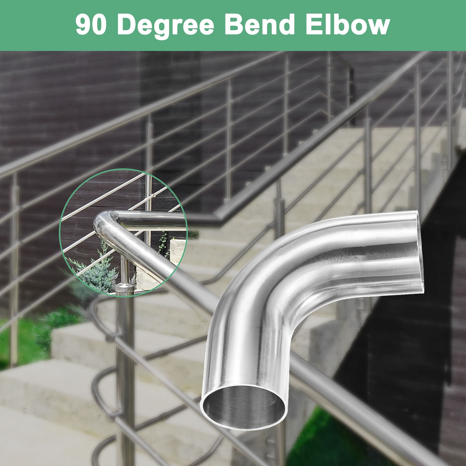 OD 1.5 Inch 90 Degree Mandrel Bend Elbow, Thicken 1.5 mm Height 90 mm