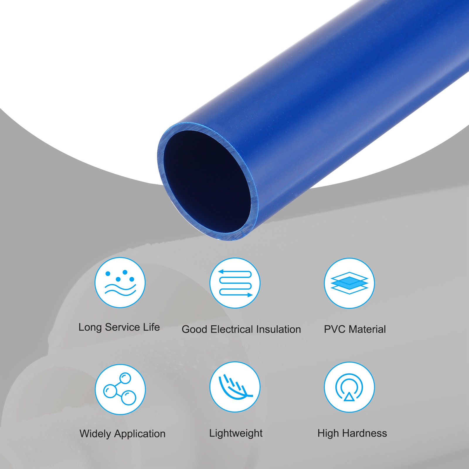 PVC Rigid Round Pipe 28mm ID 32mm OD 500mm Blue High Impact for Water Pipe