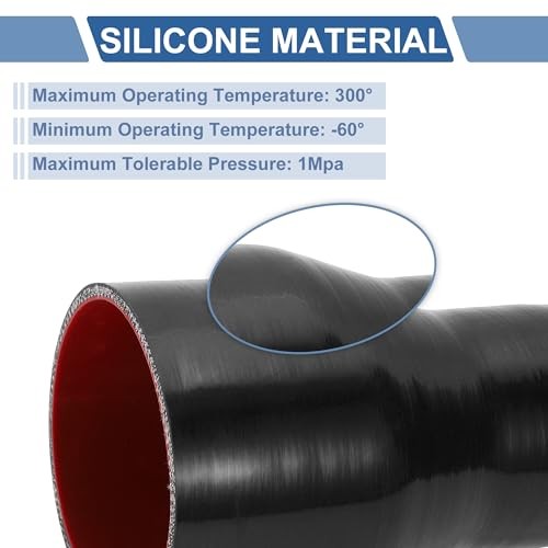 ID 2.5 to 3.5 Inch Silicone Reducer 2.5 to 3″(63mm to 89mm)ID Black,Red