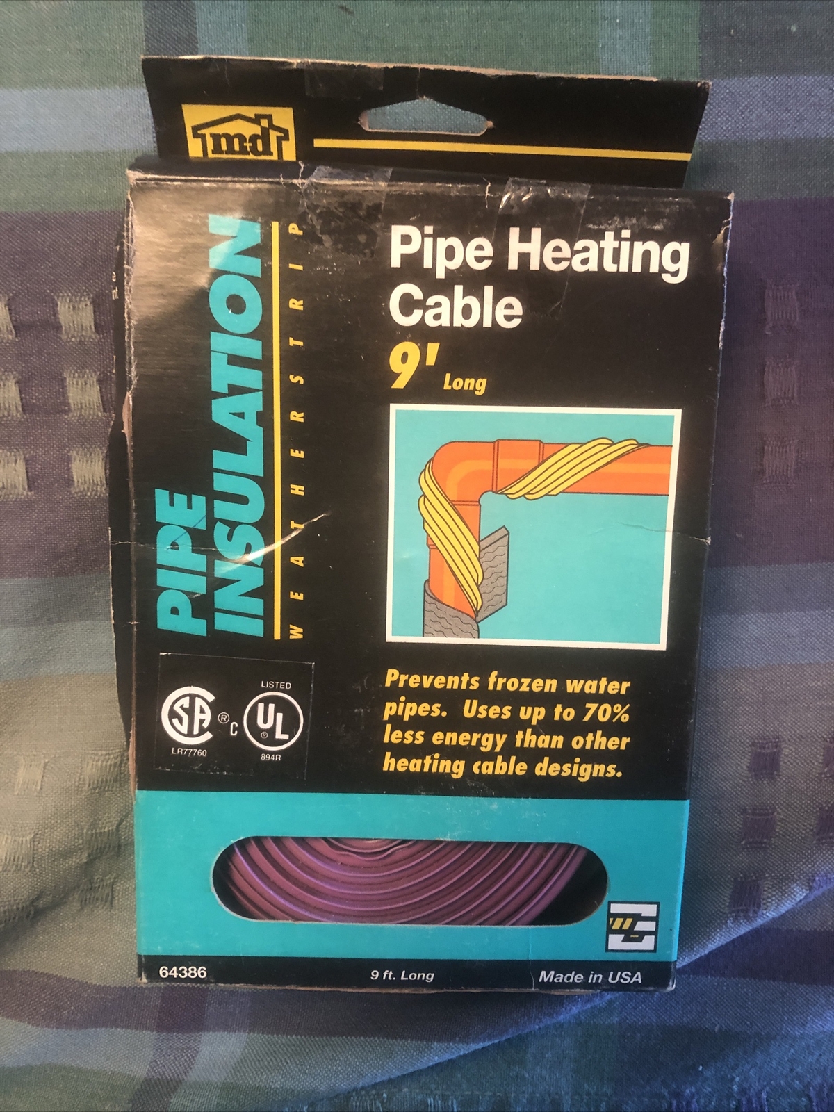 ONE – md 64386 Electric Pipe Heating Cable 9 ft – NEW OLD STOCK Made In USA !!!