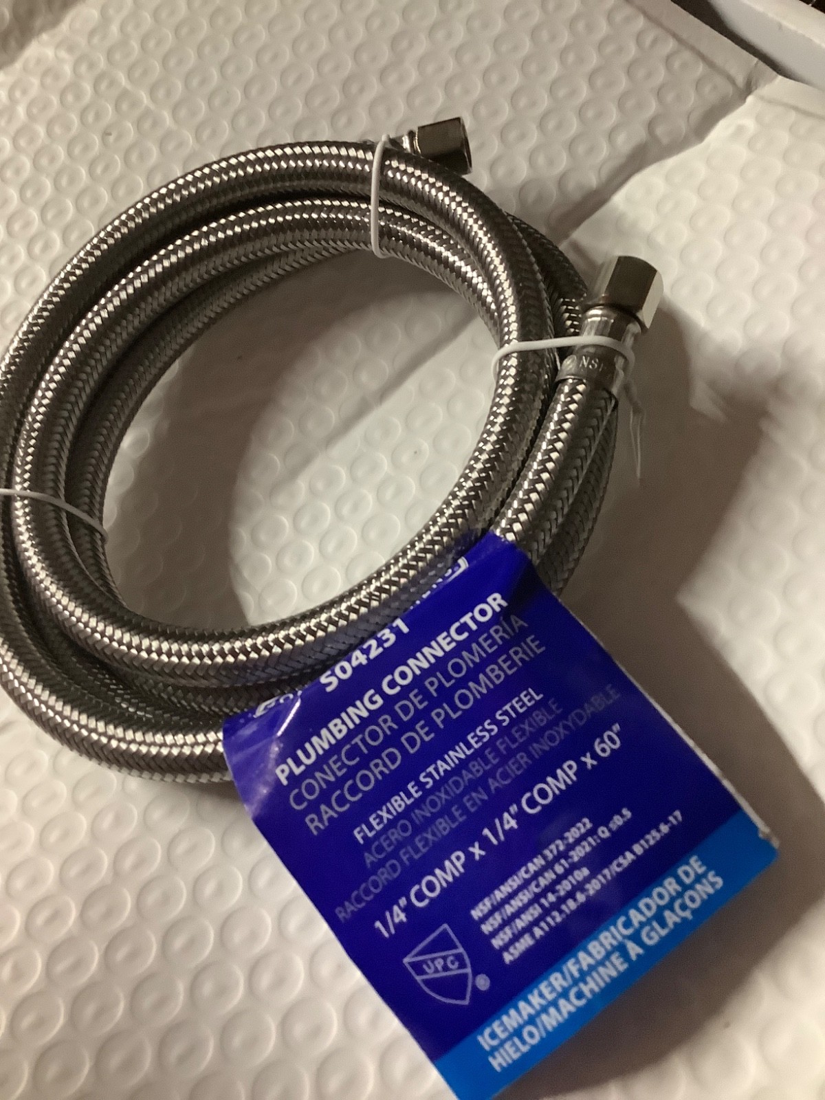 (1) 1/4″ Comp x 60 Long Refrigerator Icemaker Water Supply Line Connector