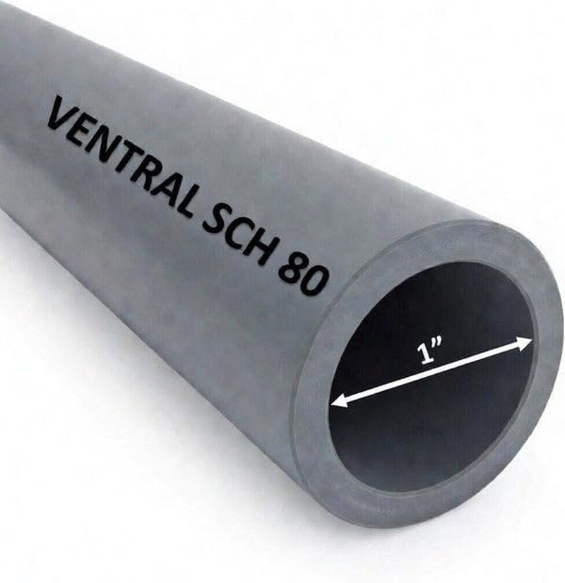 VENTRAL Schedule 80 PVC Pipe 1 Inch (1.315 OD), Grey, Cut Lengths for Industrial