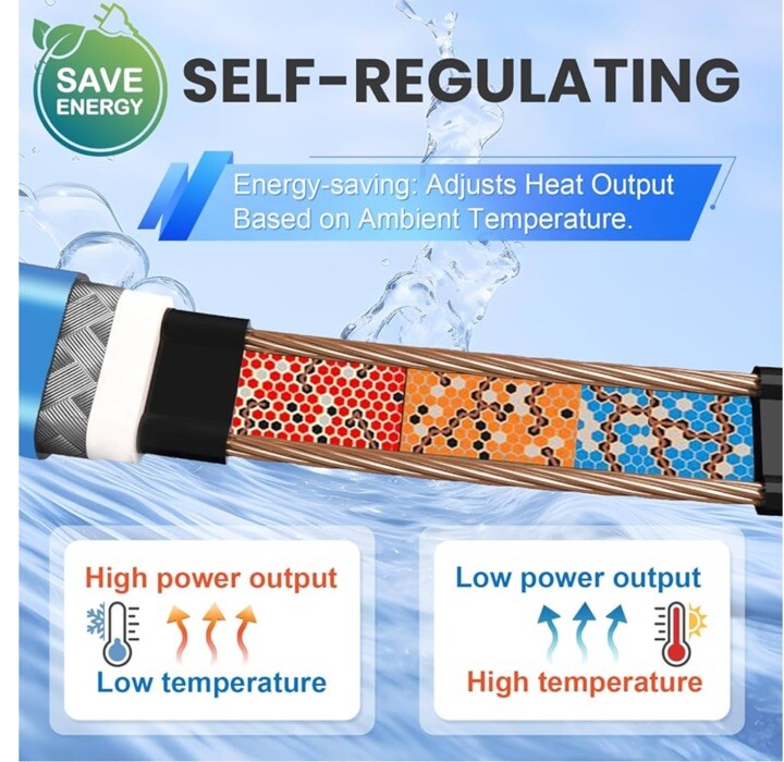 MAXKOSKO Self Regulating 5W 120V, Pipe Heat Cable for Pipe Freeze Protection