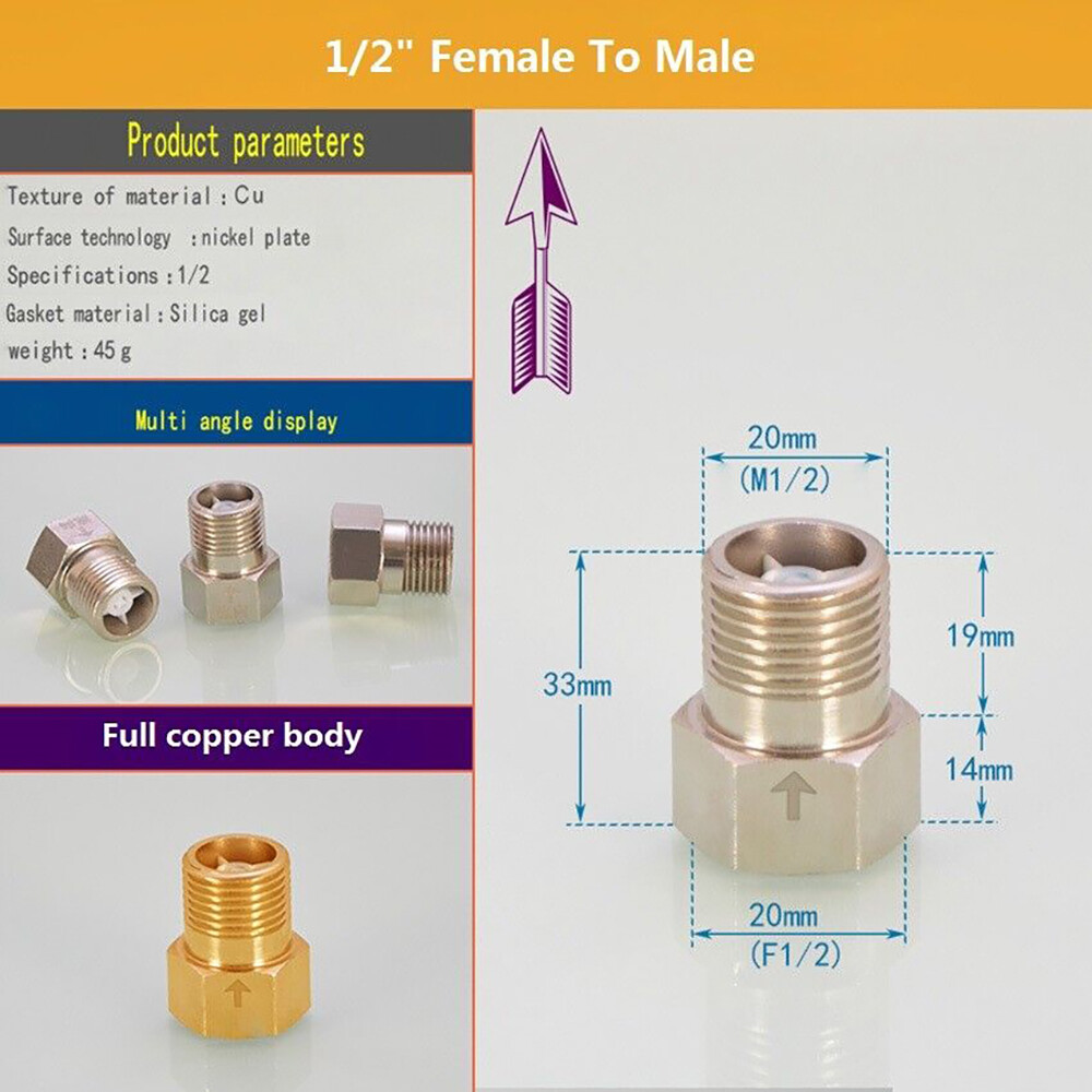 1/2″ 3/4″ 1″ BSP Male – Female Thread Check Valve One Way Non-return Valve Water