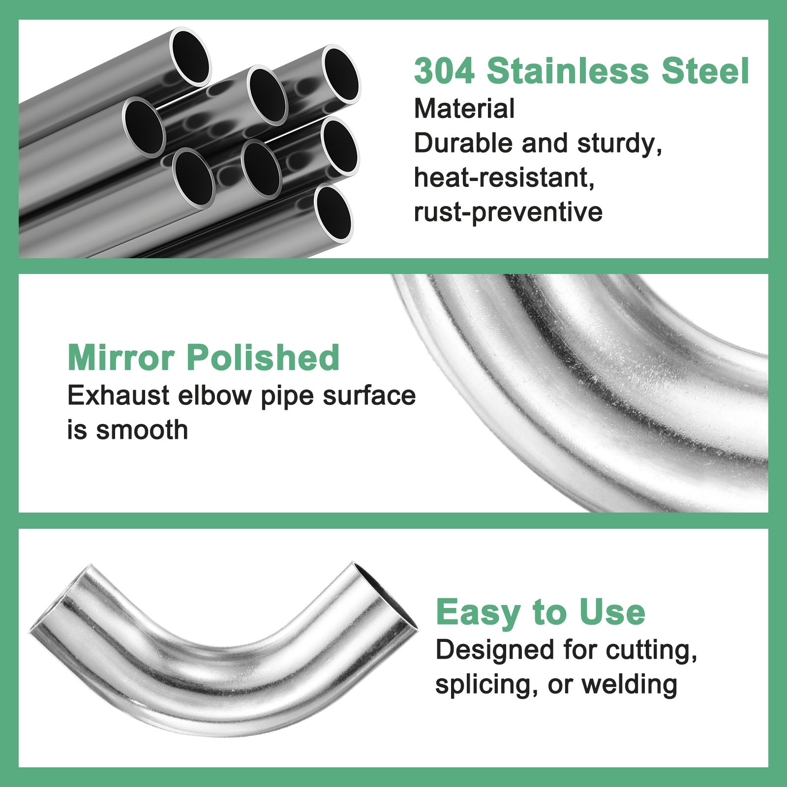 OD 1.5 Inch 90 Degree Mandrel Bend Elbow, Thicken 1.5 mm Height 110 mm